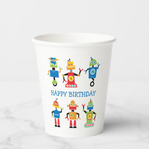Vasos De Papel Adornos de fiesta de robots coloridos de papel