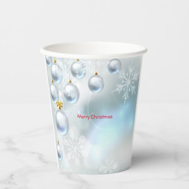 Vasos De Papel adornos de navidad y copos de nieve (Anverso)