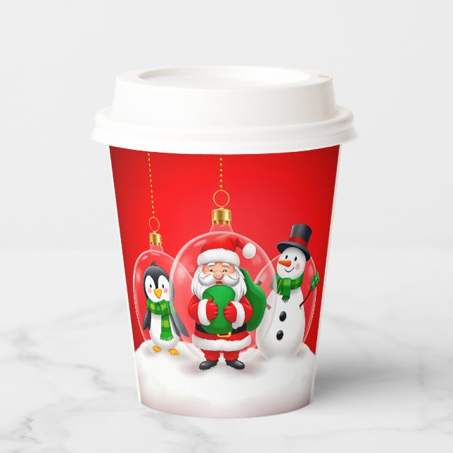 Vasos De Papel Adornos Navideños Festivos (Anverso)