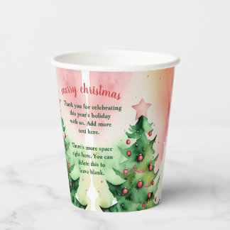 Vasos De Papel Adornos Navideños Rojo Árbol de Navidad Verde Fies