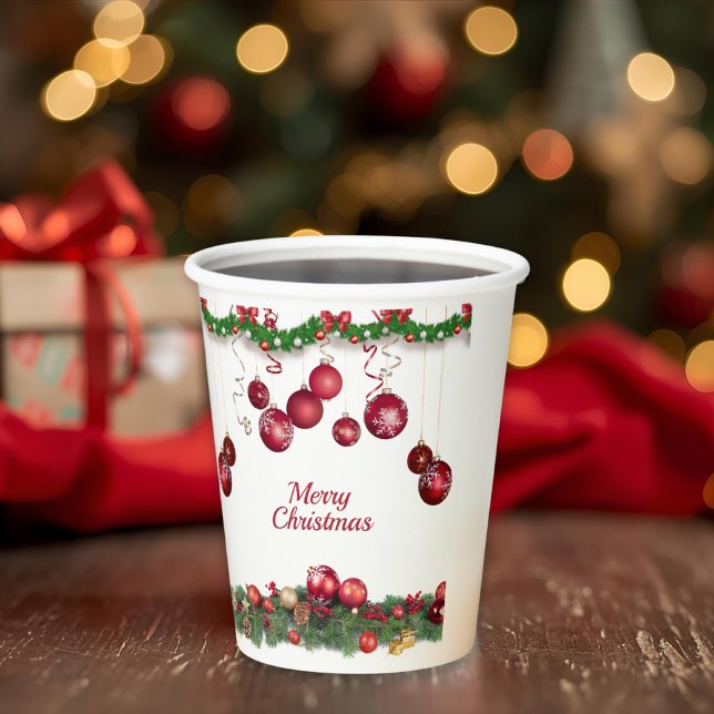 Vasos De Papel Adornos Rojos Fiesta de Navidad Moderna (Subido por el creador)