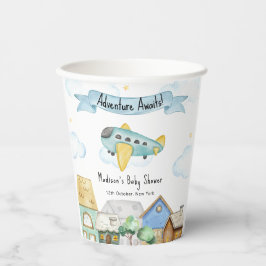 Vasos De Papel Adventure Awaits Aviator Airplane Baby Shower