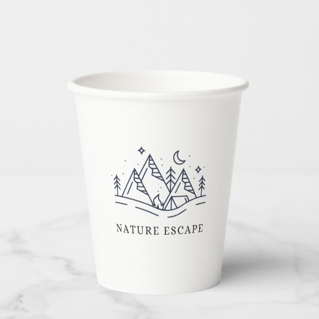 Vasos De Papel "Adventure Awaits Camping Graphic (Anverso)