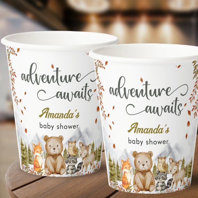 Vasos De Papel Adventure Awaits Woodland Animals Baby Shower (Subido por el creador)