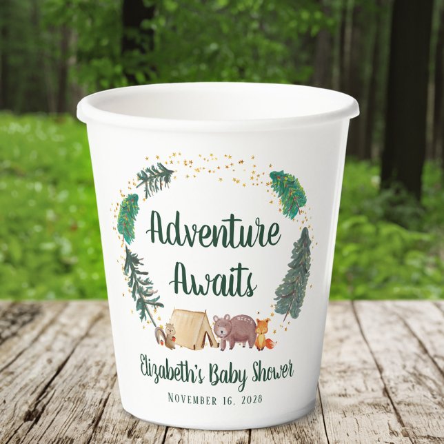 Vasos De Papel Adventure Awaits Woodland Animals Baby Shower (Subido por el creador)