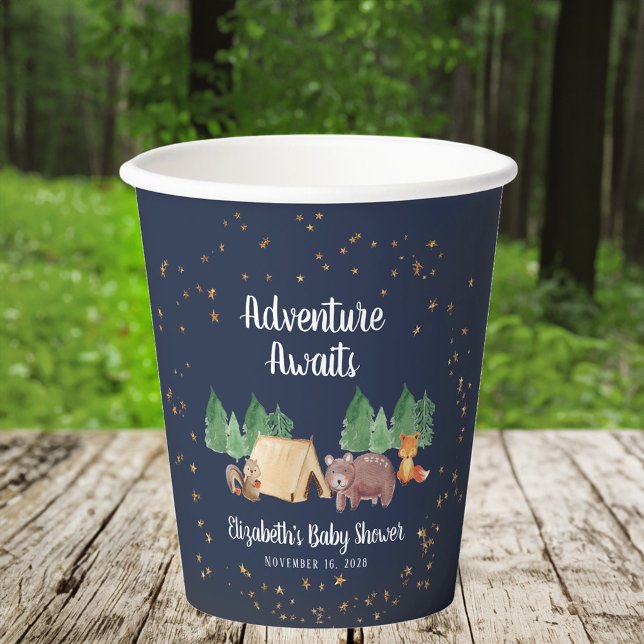 Vasos De Papel Adventure Awaits Woodland Animals Baby Shower (Subido por el creador)