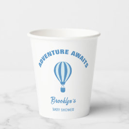 Vasos De Papel Adventure Awath Fun Trendy Baby Shower Blue White
