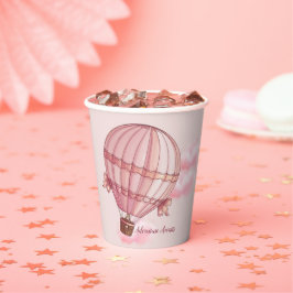 Vasos De Papel Adventure Awath Pink Hot Air Balloon Baby Shower