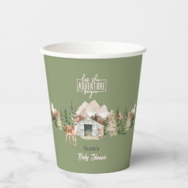 Vasos De Papel Adventure Awath Sage Green Mountain Baby Shower