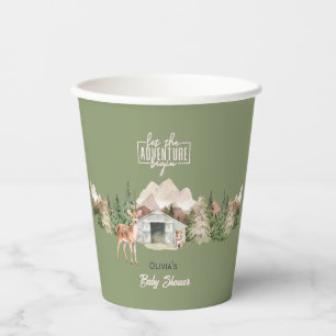 Vasos De Papel Adventure Awath Sage Green Mountain Baby Shower