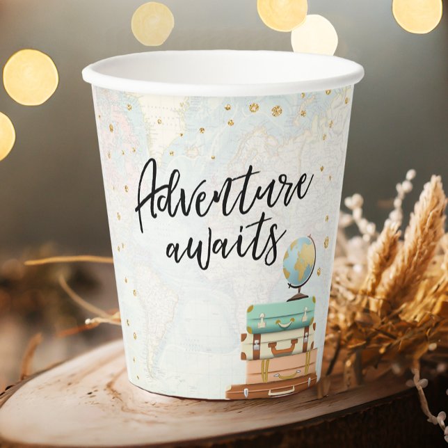Vasos De Papel Adventure Awath Travel Gold Confetti Baby Shower (Subido por el creador)