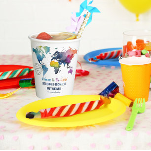 Vasos De Papel Adventure Awath World Map Travel Baby Shower