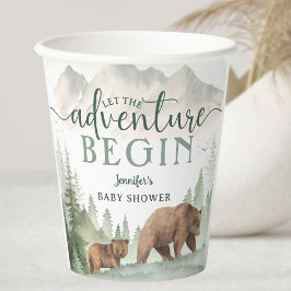 Vasos De Papel Adventure Begin Baby Shower Bear Woodland Forest