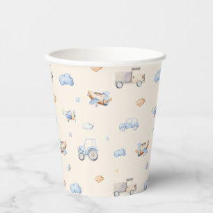 Vasos De Papel Adventure Transportation Boy Baby Shower