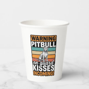 Vasos De Papel Advertencia de Pitbull Besos Entrantes Diseño Vint