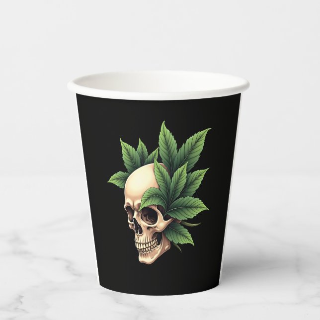 Vasos De Papel Aesthetic Goth Grunge Skull Tropical Monstera Leaf (Anverso)