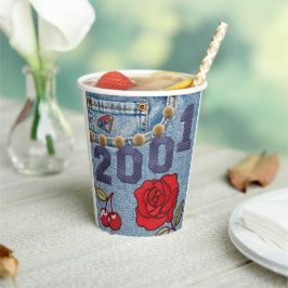 Vasos De Papel Afiche de época 2001 Cumpleaños o Reunión