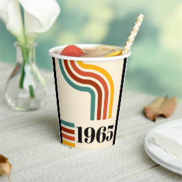 Vasos De Papel Afiche de época de la franja retro de 1965