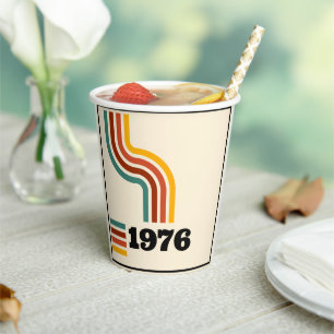 Vasos De Papel Afiche retro vintage de 1976 Cumpleaños o Reunión