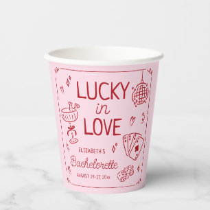 Vasos De Papel Afortunada En El Amor Mano Whimsical Dibujó Bachel