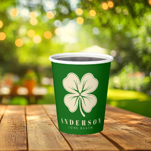 Vasos De Papel Afortunado irlandés con cuatro hojas de trébol con