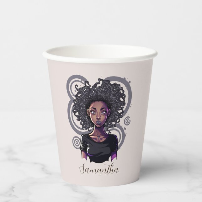 Vasos De Papel Afro mujer mágica (Anverso)
