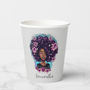 Vasos De Papel Afromujer floral esparkling