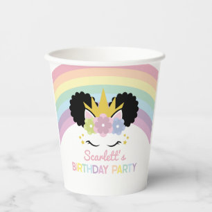Vasos De Papel Afropuff Unicornio arrasó con fiesta de cumpleaños
