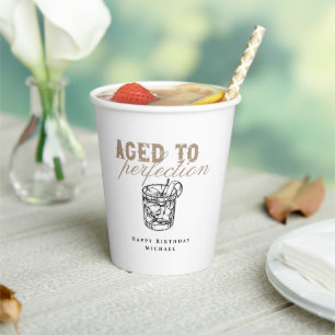 Vasos De Papel Aged to Perfection White Whiskey Birthday Party