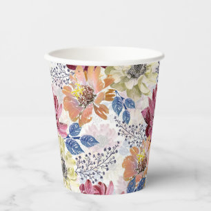 Vasos De Papel Agradable crisantemo naranja rosa Vintage