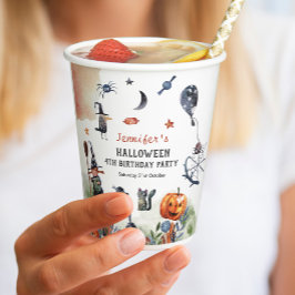 Vasos De Papel Agradable Watercolor Kids Cumpleaños Halloween
