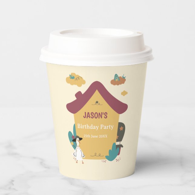 Vasos De Papel Agradable y acogedor Fiesta de cumpleaños para niñ (Anverso)