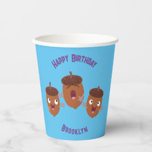 Vasos De Papel Agradables bellotas cantando personalizado para lo