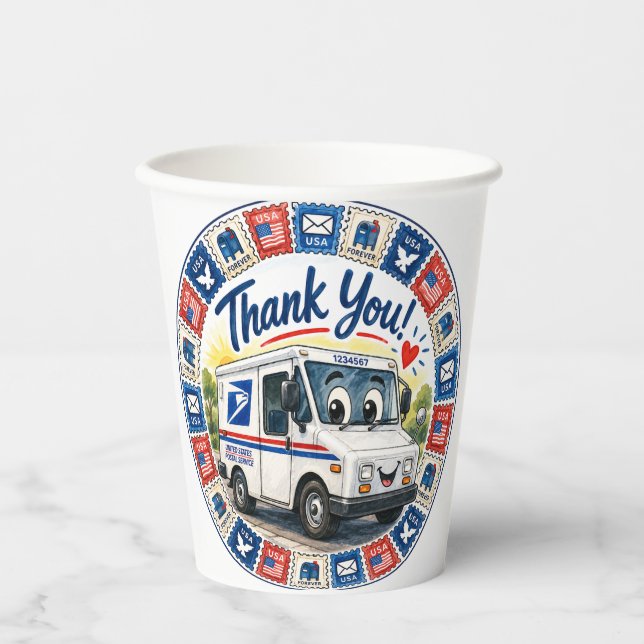Vasos De Papel Agradecimiento a los trabajadores postales (Anverso)