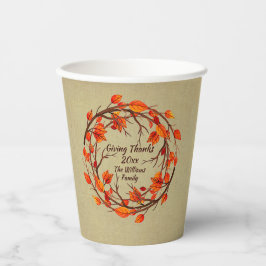 Vasos De Papel Agregar nombre coincidente Acción de Gracias Otoño