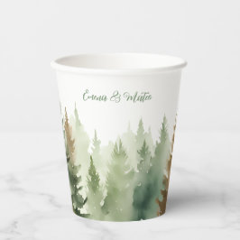 Vasos De Papel Agua de invierno Pinos Boda forestal