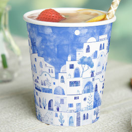 Vasos De Papel Agua de Santorini Grecia