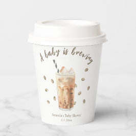 Vasos De Papel Agua Hielo Café Preparando Ducha para Bebé