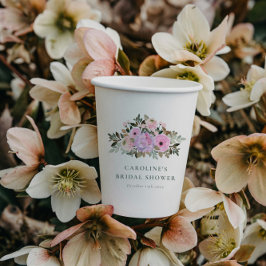 Vasos De Papel Aguada en acuarela floral de lavanda para despedid