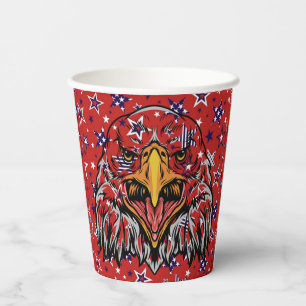 Vasos De Papel Águila americana con fondo de estrella roja
