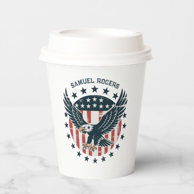 Vasos De Papel Águila Americana Retro (Anverso)