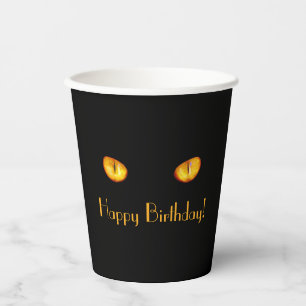 Vasos De Papel Ahora Él Te Ve Gato Negro Feliz Cumpleaños