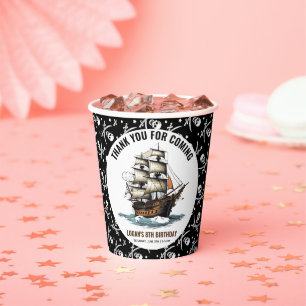 Vasos De Papel ¡Ahoy! Barco pirata 8 cumpleaños