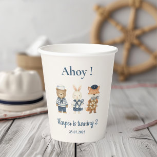 Vasos De Papel Ahoy cumpleaños del pequeño marinero Mar Náutico