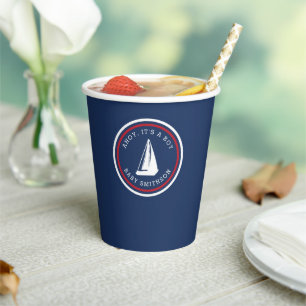 Vasos De Papel Ahoy es un barco de vela para Baby Shower