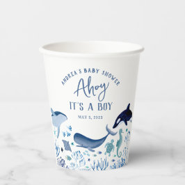 Vasos De Papel Ahoy es un niño azul bajo el mar Baby Shower