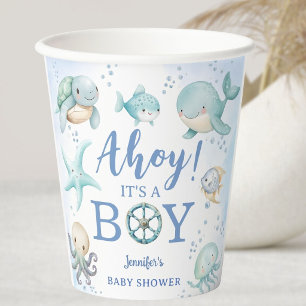 Vasos De Papel Ahoy es un niño Cumpleaños Bebé Marinero Náutico A