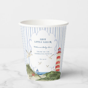 Vasos De Papel Ahoy pequeño marinero Ducha de bebé náutica