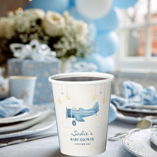 Vasos De Papel Airplane Baby Shower Whimsical Boy Baby Welcome 