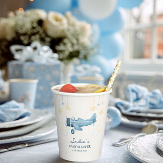 Vasos De Papel Airplane Baby Shower Whimsical Boy Baby Welcome 